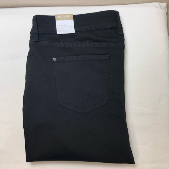 Chico’s Stretchy Mid Modern Rise Closet Staple Black Straight Jeans 2 Short 12-L - Picture 14 of 15